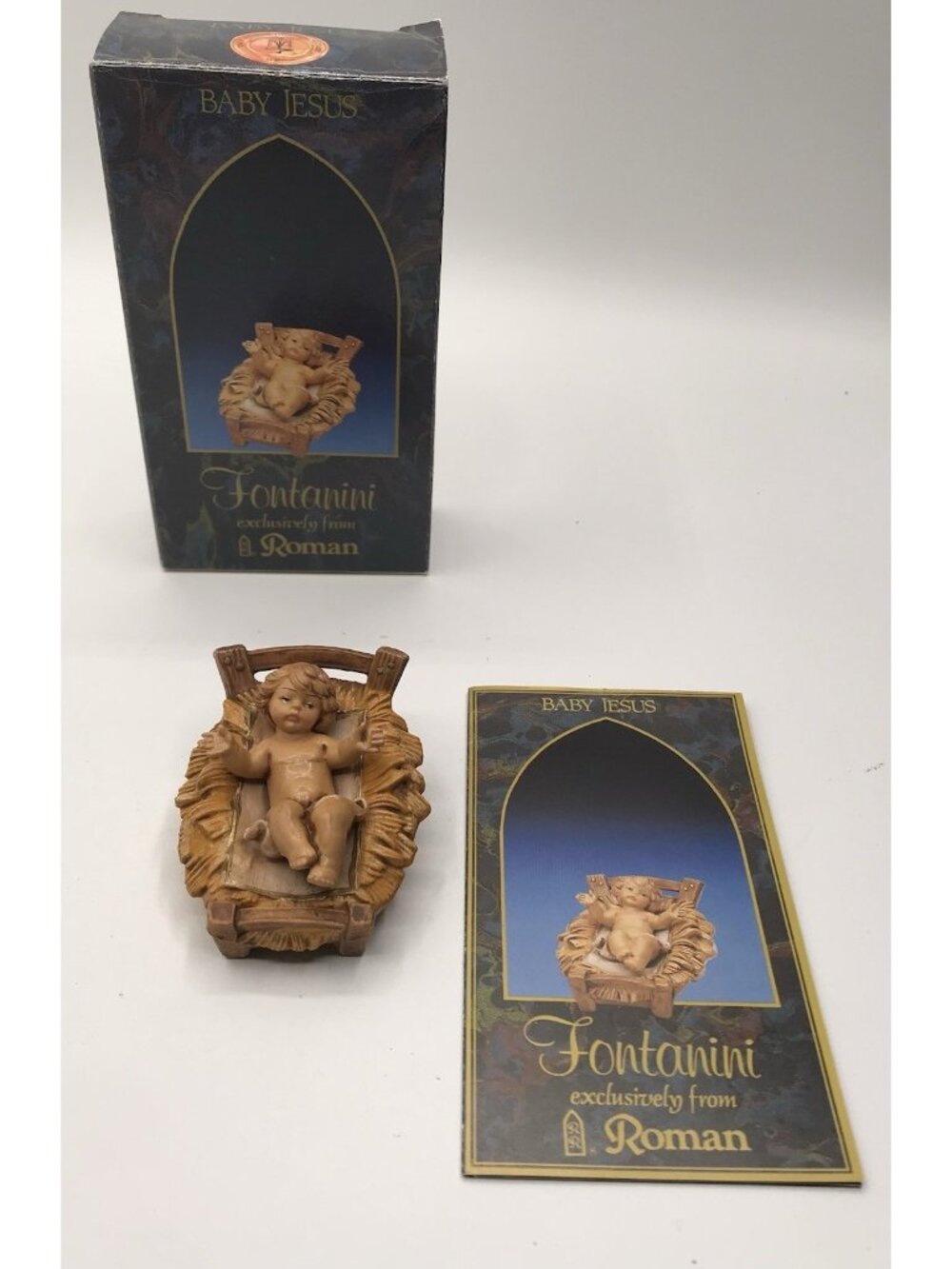 Fontanini Baby Jesus & Manger from ROMAN Nativity Vintage 1992 Italy 72513 W/Box